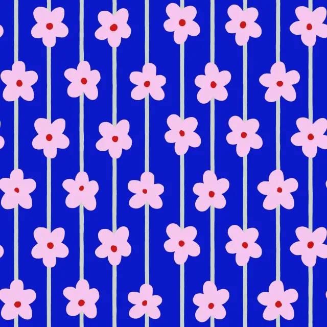 Dekovorhang Blumenmuster Blau