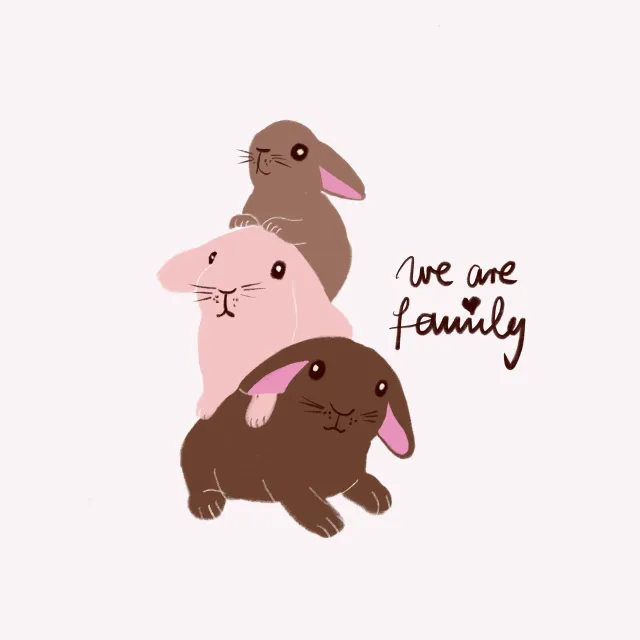 Kissen Hasen We are family Beige