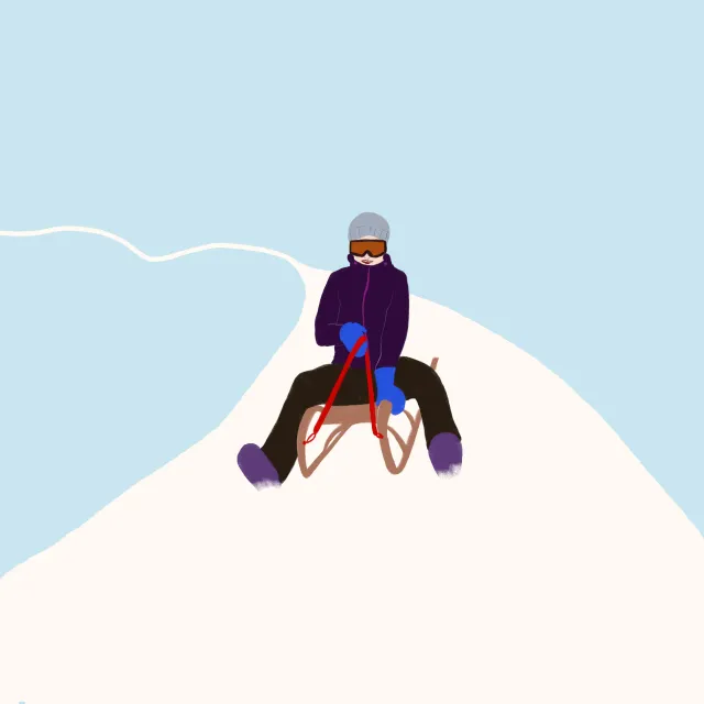 Kissen Schlitten fahren