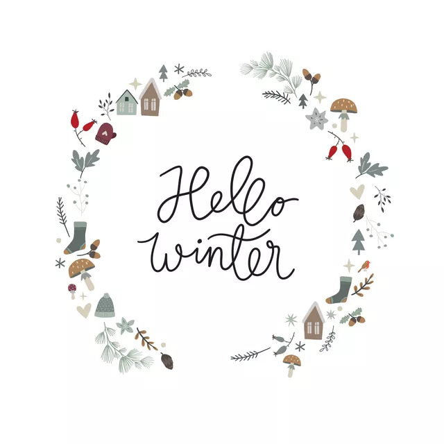 Kissen Hello Winter Cozy Kranz