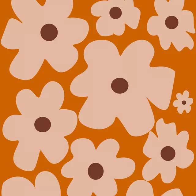 Kissen Beige Blumen Auf Orange
