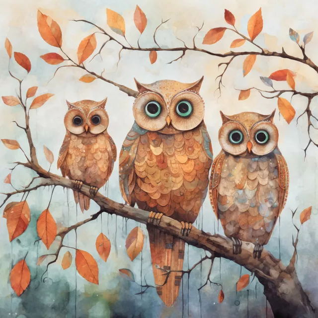 Kissen Autumn Owls
