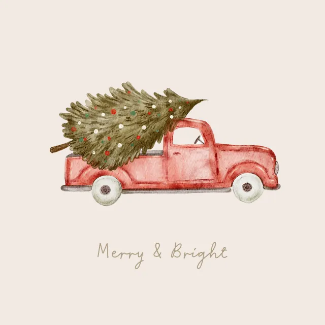 Kissen Merry & Bright car red