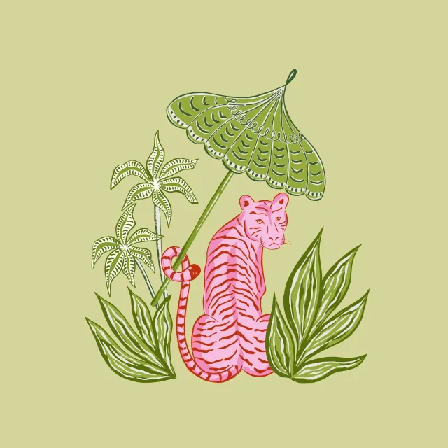 Tischset pink tiger with parasol