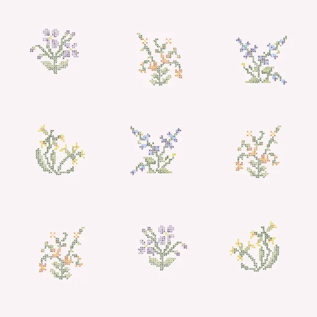 Bodenkissen Kreuzstich Blumen