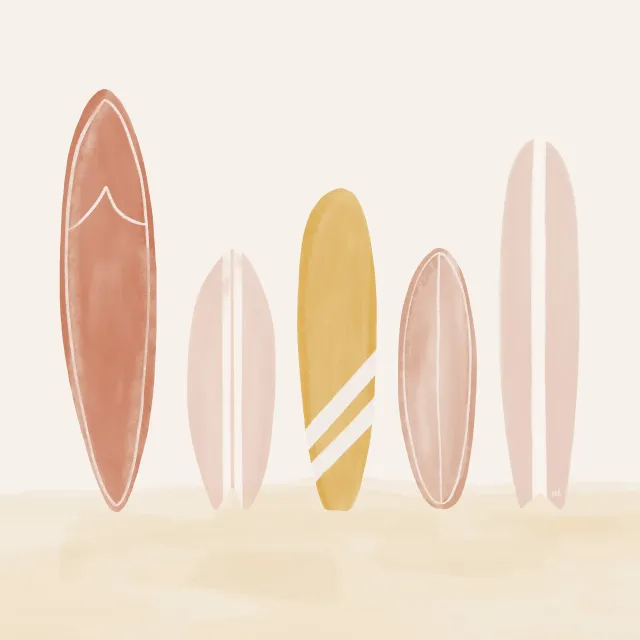 Kissen Boho Surfboards & Sonne