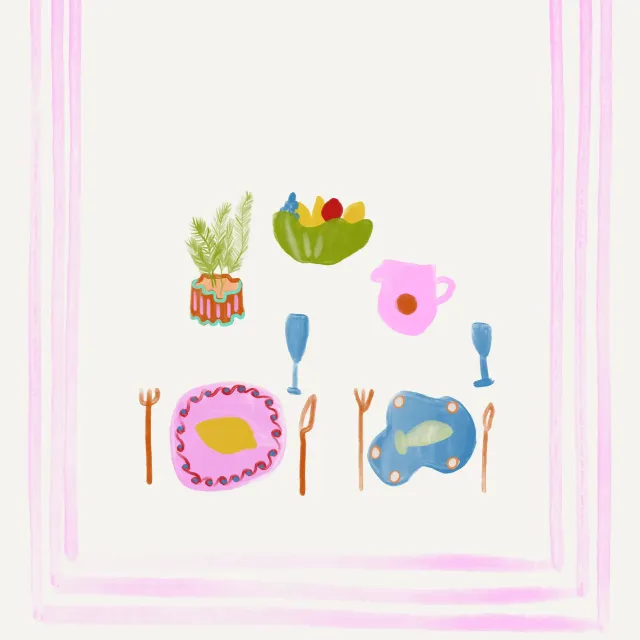 Geschirrtücher Tischszene Pink