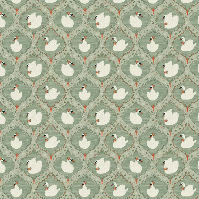 Tischdecke Weihnachtsschwäne Grün