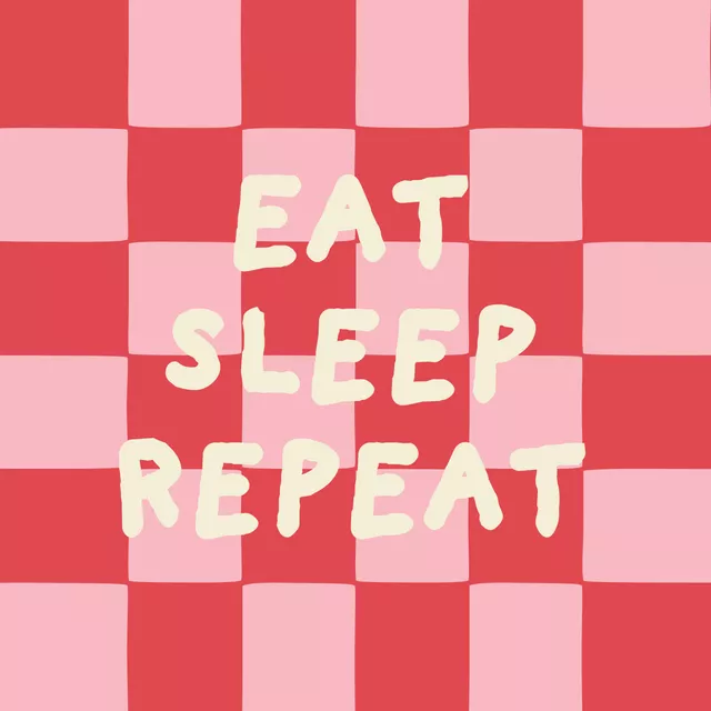 Kissen Eat Sleep Repeat Red Pink