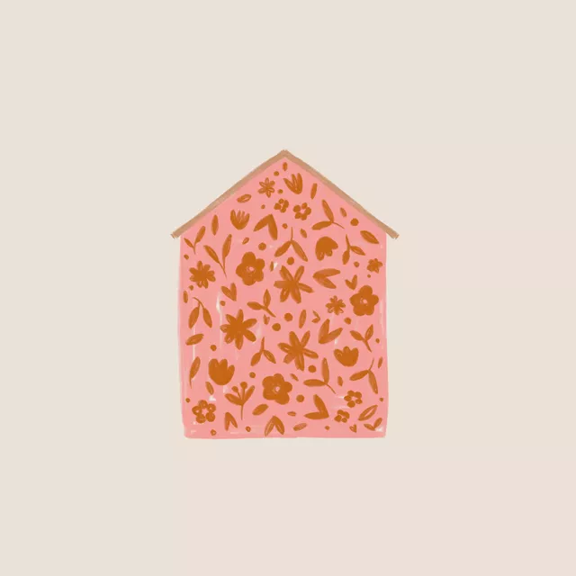 Kissen Haus rosa