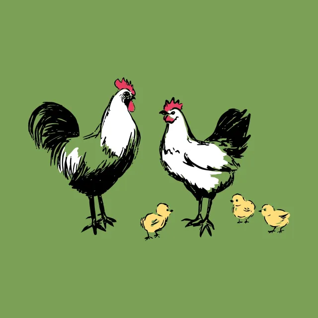 Servietten Huhn Hahn und Küken grün