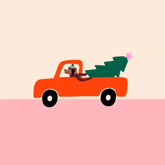 Servietten Hund mit Weihnachtsbaum