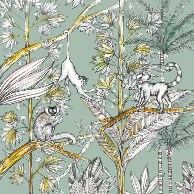 Kissen Affen Dschungel light green