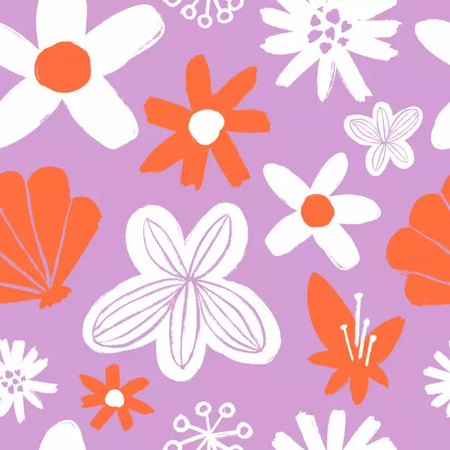 Bodenkissen Petals Orange & Lilac