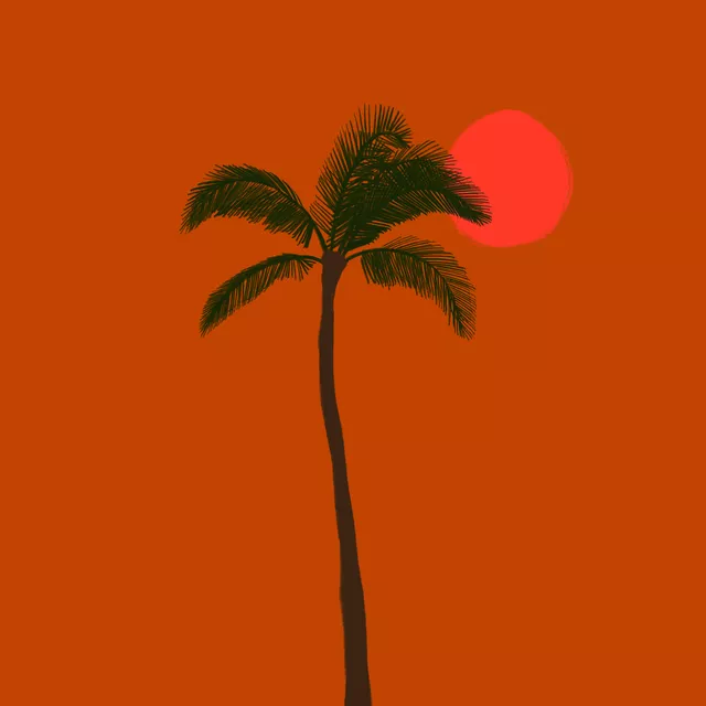 Kissen Palme und Sonne Orange