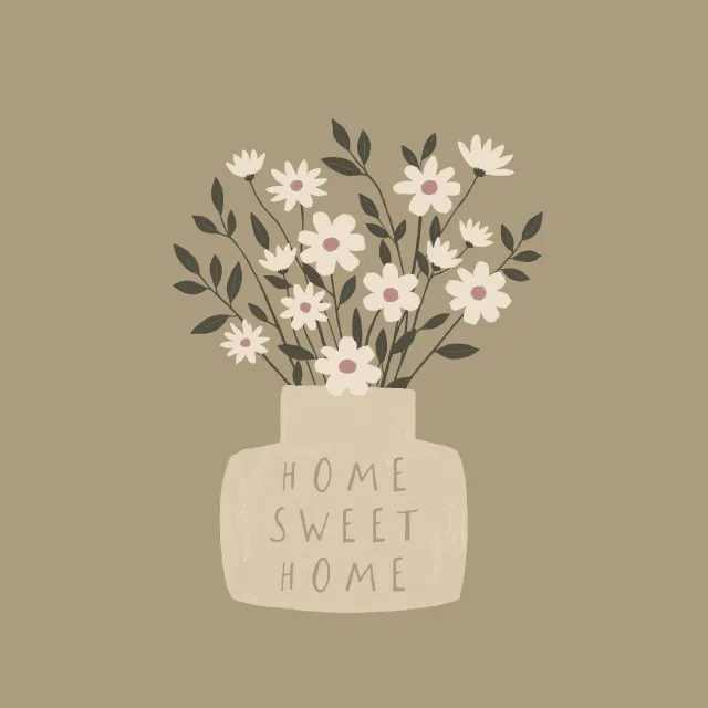 Kissen Blumenvase beige