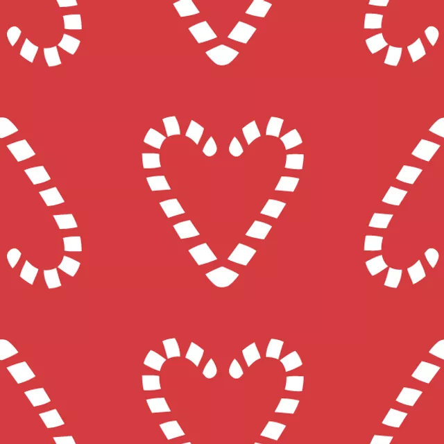 Kissen Zuckerstange Herzen Weiß Rot