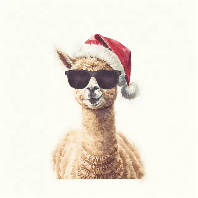 Kissen Christmas Cool Hipster  Lama