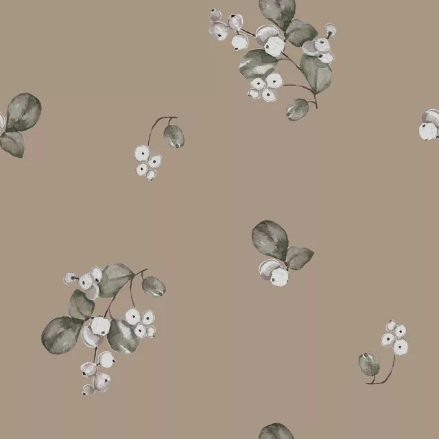 Raffrollo Schneebeeren Watercolor braun