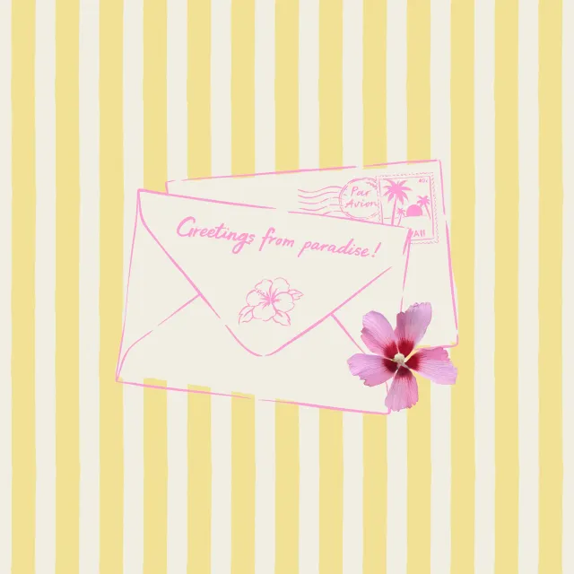 Kissen Post aus dem Paradies gelb