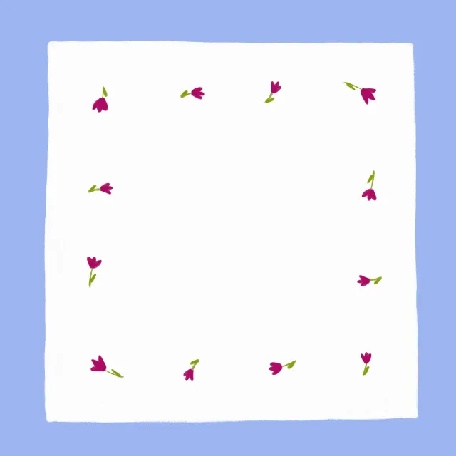 Kissen Blümchen Rahmen Blau