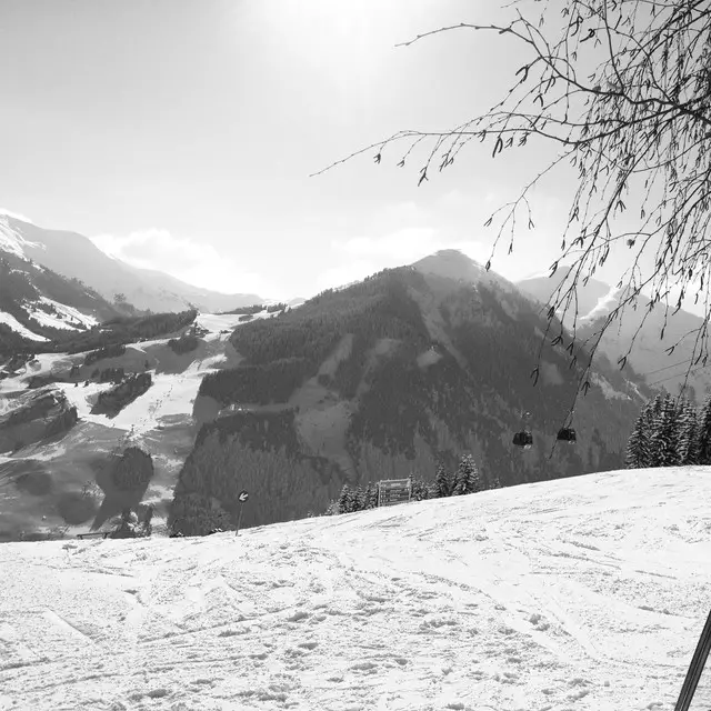 Kissen Bergblick 2 schwarz-weiß