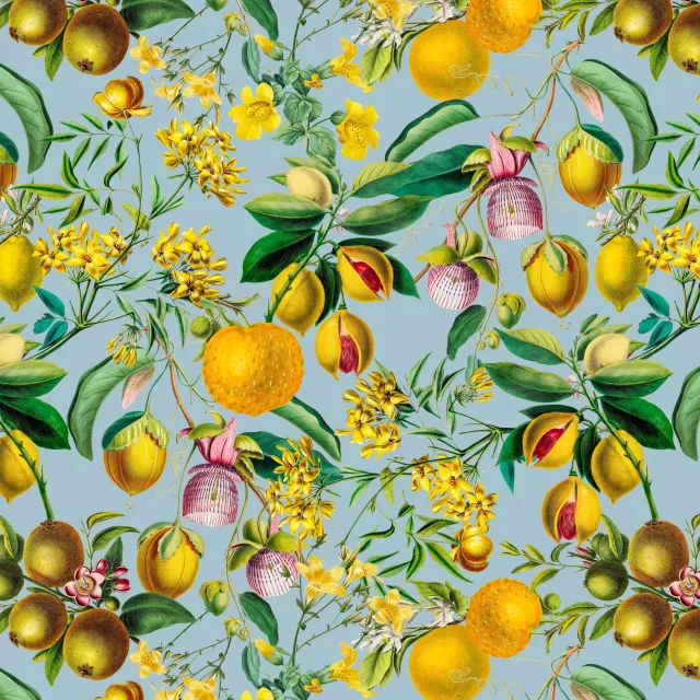 Kissen Tropischer Gartenzauber blau