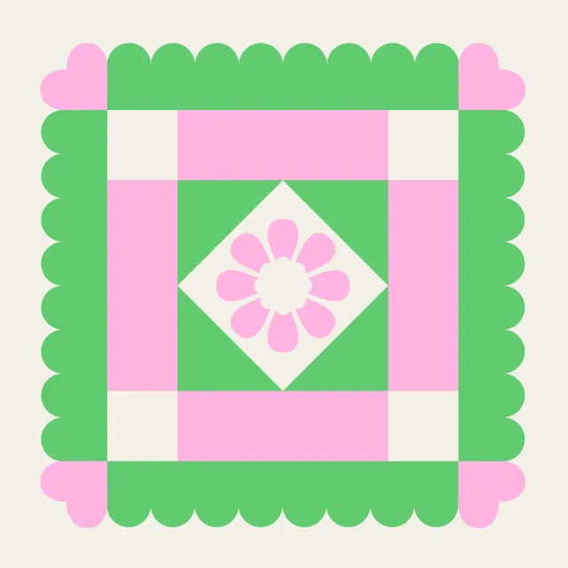 Kissen Flower in the Square grün-rosa