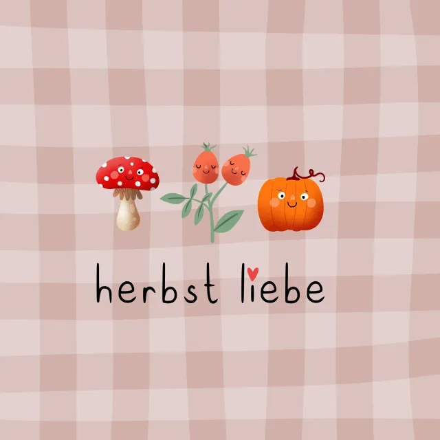 Kissen Herbstliebe Pilz Kürbis