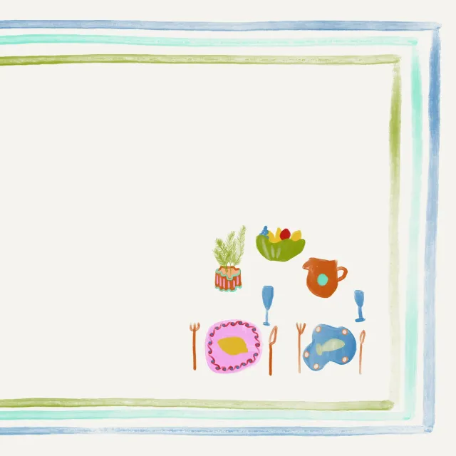 Tischset Tischszene Kreide