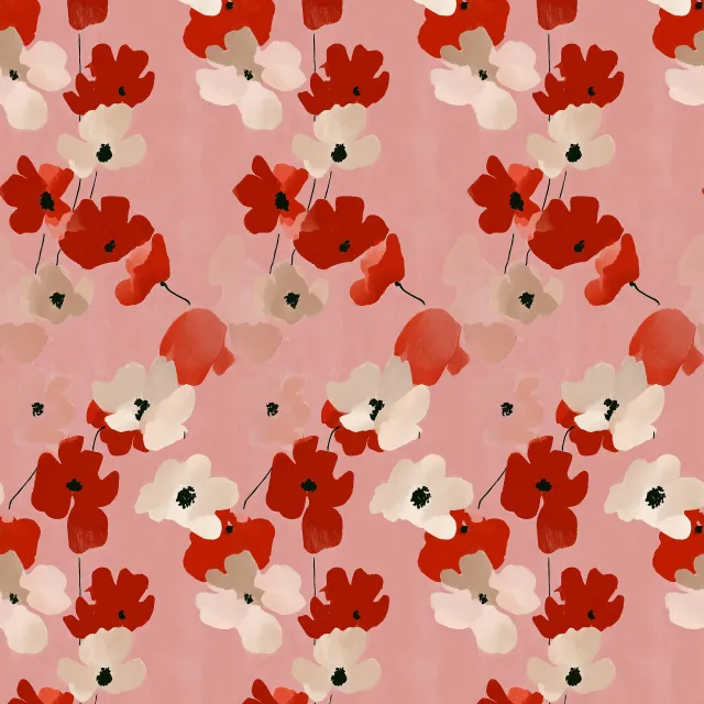 Dekovorhang Red And White Flowers