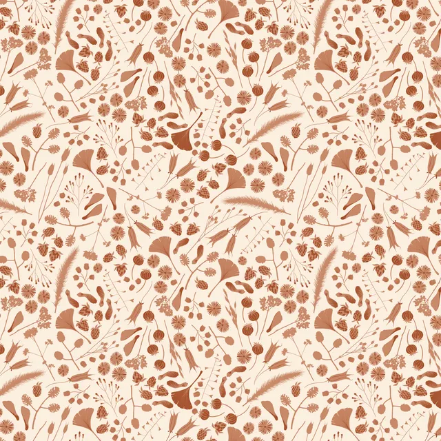 Kissen Herbstlaub Offwhite Rostbraun