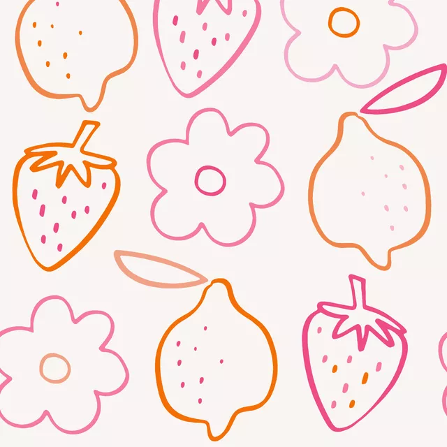 Kissen Blumen Erdbeeren Allover rosa