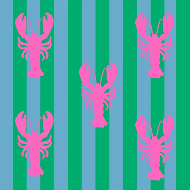 Kissen Hummer Streifen Pink Grün Blau