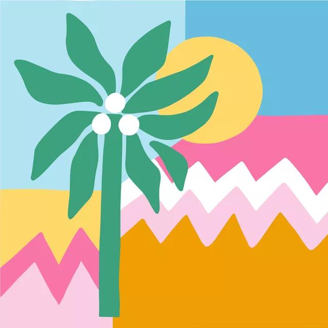 Kissen Palm Color Block bunt