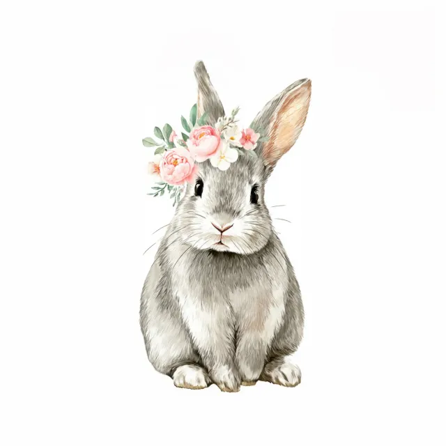 Servietten Hase mit Blumenkranz 2