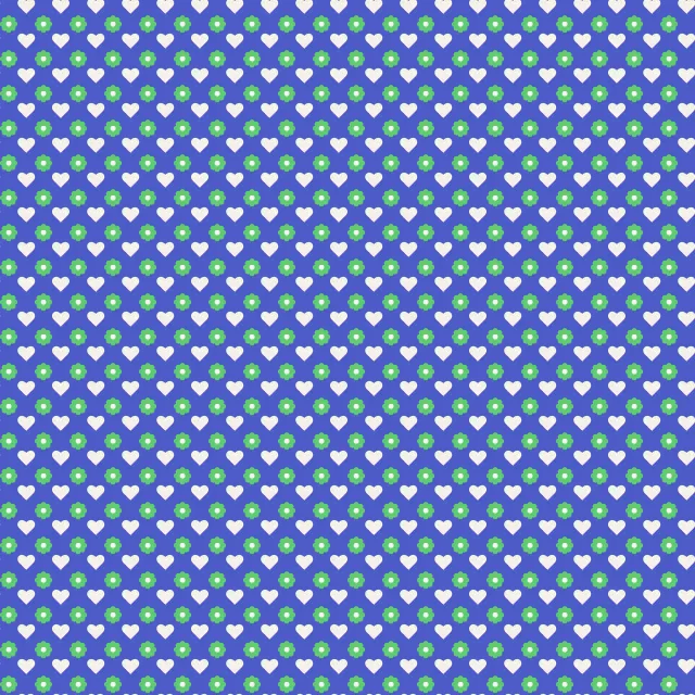 Tischset Muster Herzen Blüten blau-grün