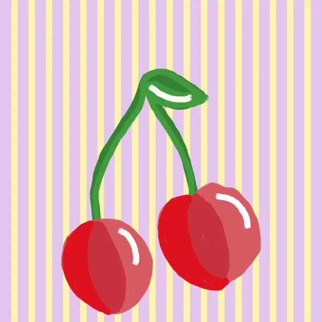 Kissen Kirsche auf Streifen