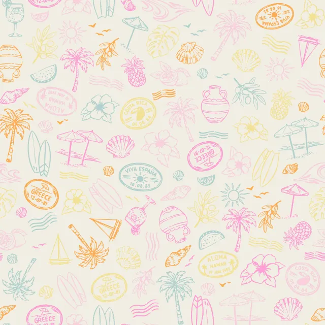 Bodenkissen Sommer Reise Icons bunt