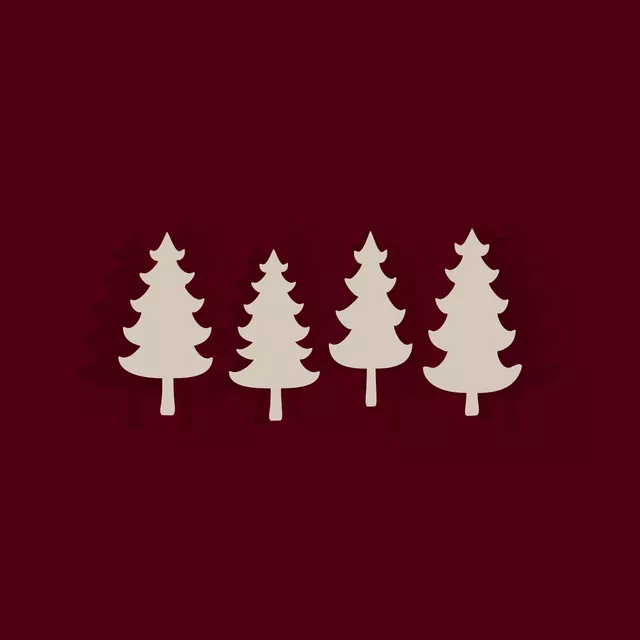 Kissen Winter Trees dark berry red