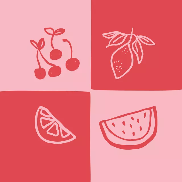 Kissen Früchte Quartett Red Pink