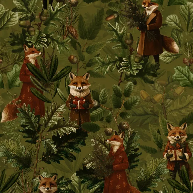 Kissen Weihnachts Füchse im Wald 1