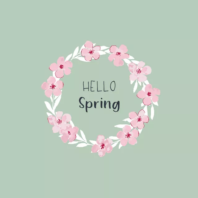 Kissen Hello Spring Kranz grün