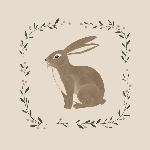 Kissen Osterhase Kranz hell