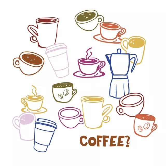 Kissen Coffe Mugs placed