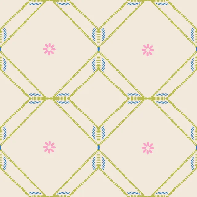 Raffrollo Diamond Floral Tile green