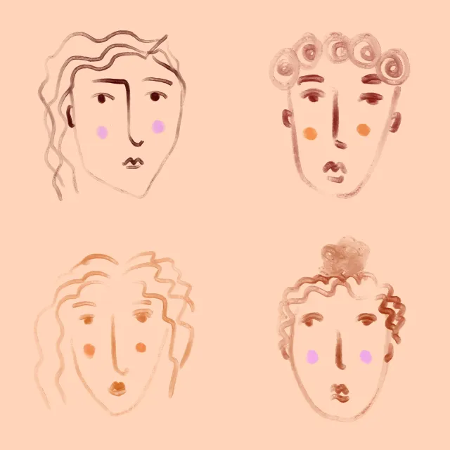 Tischläufer Malerei Gesichter Terracotta