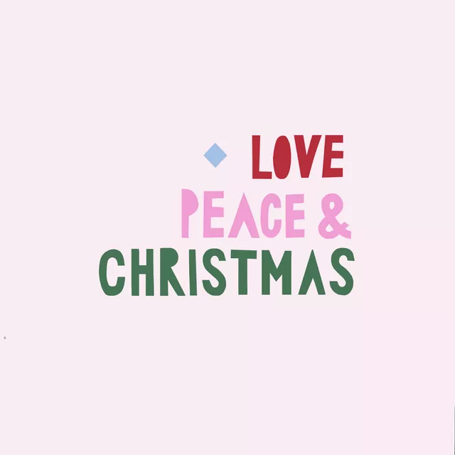 Tischset Love Peace and Xmas hellrosa