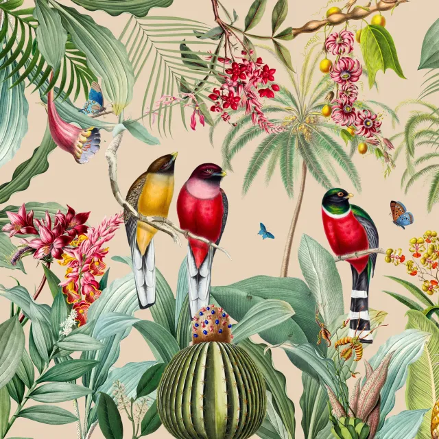 Kissen Tropischer Regenwald beige