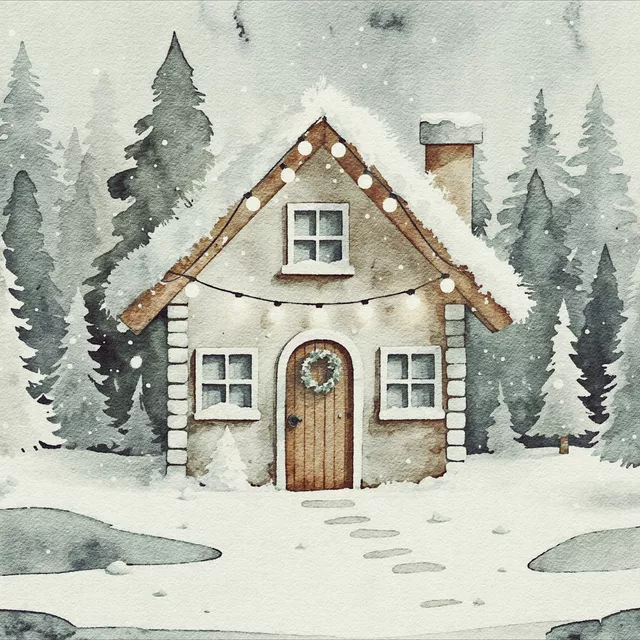 Kissen Cozy XMas Haus im Wald